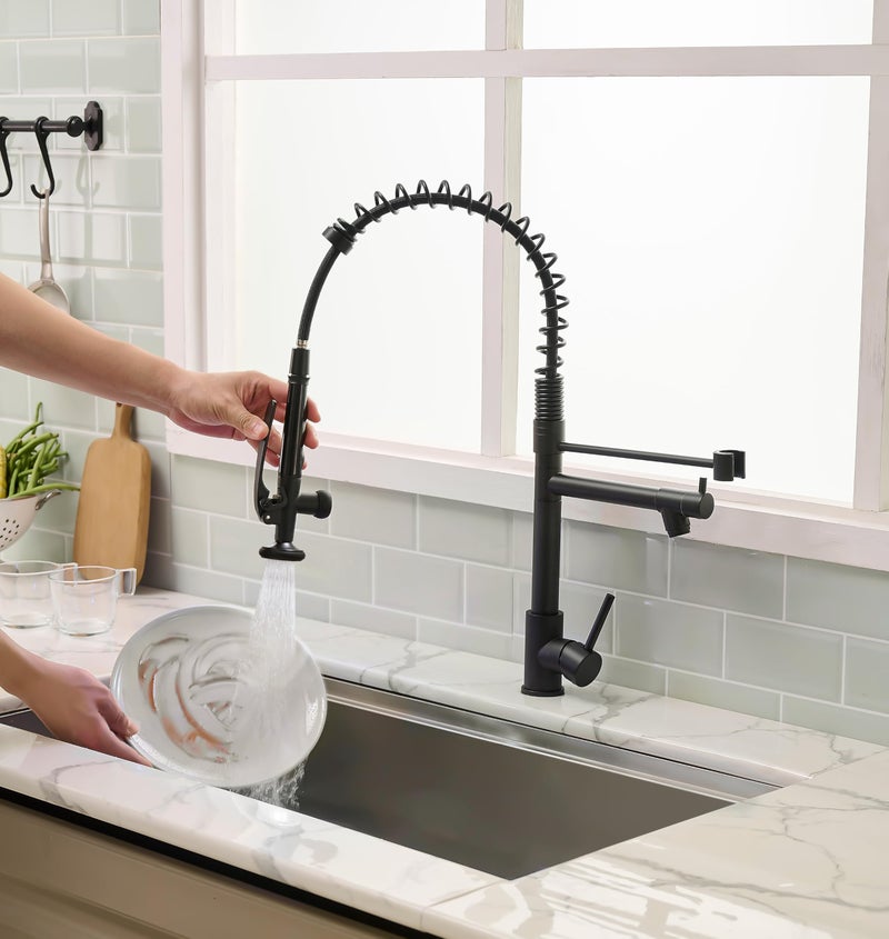 Fapully Black Kitchen Faucet,Commercial Pull Down Kitchen Sink Faucet with Sprayer - Image 4